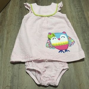 Nursery Rhyme gingham dress with owl with bloomers